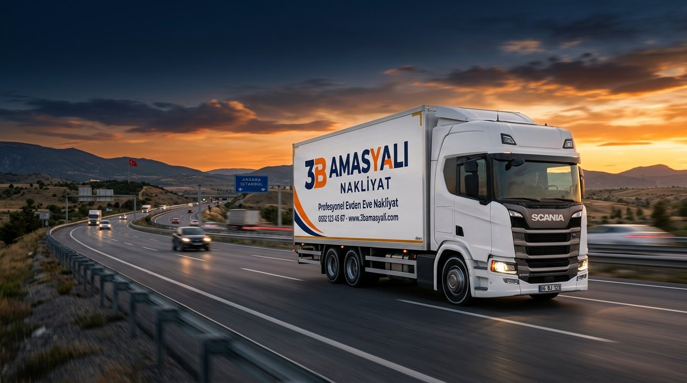 3B Amasyalı Nakliyat kamyonu yolda